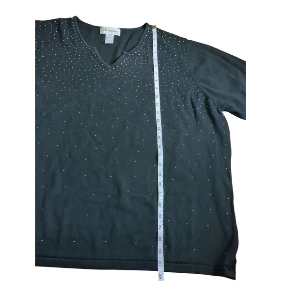 C.D. Daniels Womens Black 1X Sweater Bedazzled With Rhinestones - Picture 5 of 10
